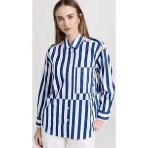 AYR The Deep End Button Down Shirt Marais Blue Regatta Stripes Preppy Nautical M